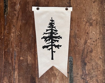 10"x18" Canvas Flag - Illustrated Tree - Hand-cut + sewn