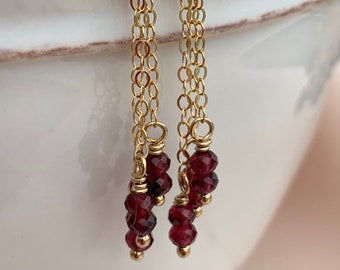 14 kt oro riempito Orecchini con perline in granato