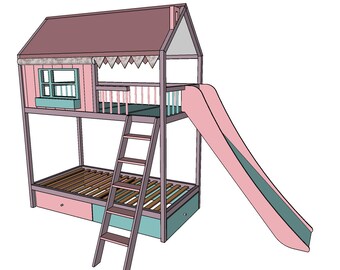 Custom made 3D sketch - create the perfect bunk bed, loft bed, playhouse design for yourself
