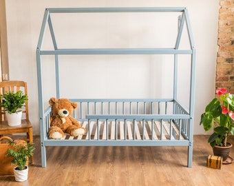 House bed, tree house bed, Kids bed, kids furniture, toddler bed, kids house bed, montessori house bed, house bed with rails