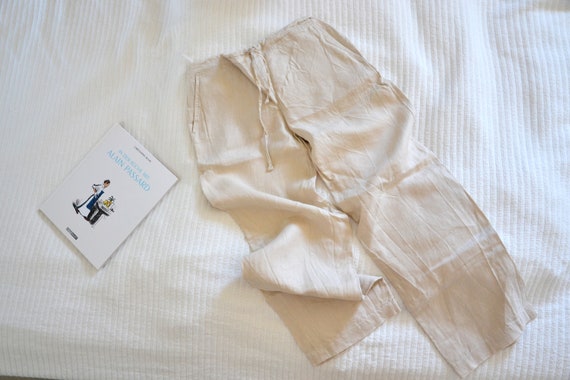 Donna Karan S XS 1990s linen pants beige summer pa