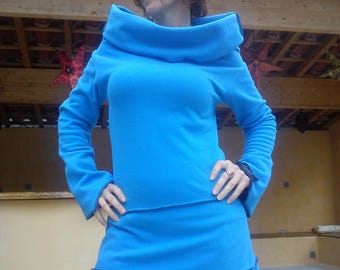 Trui fleece "Zeer opwaartse" blauw zwart stiksel