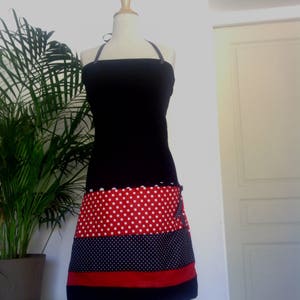 Robe Bustier/Jupe en Jersey Noir Coton Imprimé Pois Rouge image 1