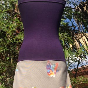 Robe Bustier/Jupe en Jersey Prune-Coton Imprimé oiseaux sur un fil image 3