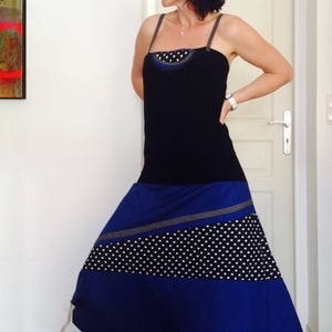 4en1: CombiSarouel/Rock Sarouel/Ballkleid/Kugel blau/Erbsen schwarz verstellbare Träger