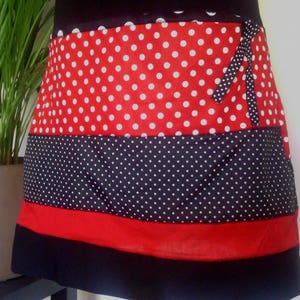 Black Red polka dot Cotton Jersey skirt/strapless dress image 5