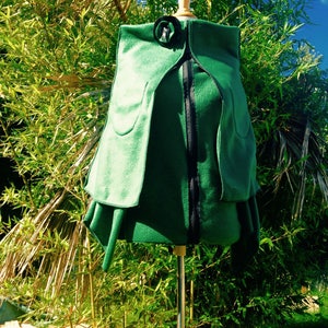 Manteau/ veste zippée poche Polaire vert bouteille double zip noir Tout à l'envers broche image 5