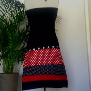 Robe Bustier/Jupe en Jersey Noir Coton Imprimé Pois Rouge image 4