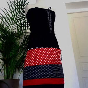 Black Red polka dot Cotton Jersey skirt/strapless dress image 2