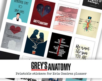 stickers/autocollants à imprimer "Grey's anatomy" pour Erin Condren life planner