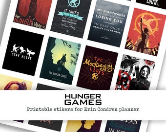 stickers/autocollants à imprimer "Hunger games, katniss everdeen, peeta, Suzanne Collins" pour Erin Condren life planner