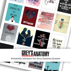 Printable stickers "Grey's anatomy" Erin Condren life planner