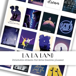 Printable stickers &quot;Lalaland, city of stars&quot; Erin Condren life planner- Instant Download
