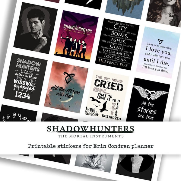 Printable stickers "Shadowhunters, the mortal instrument" Erin Condren life planner