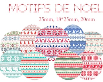 Printable Digital Collage Sheet images "Christmas, Scandinavian, cross stitch"- Instant Download