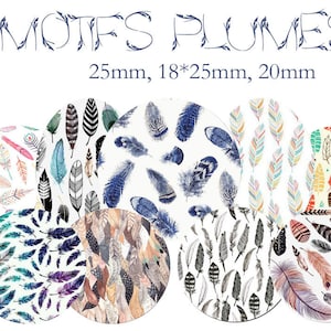Printable Digital Collage Sheet images "Feather, bird"- Instant Download