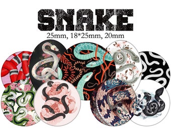 Printable Digital Collage Sheet images "Snake"- Instant Download