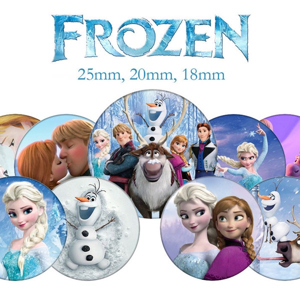 Printable Digital Collage Sheet images "Frozen, elsa, anna, olaf, winter, movie"- Instant Download