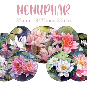 Printable Digital Collage Sheet images &quot;Nenuphar, nympheas, monet&quot;- Instant Download