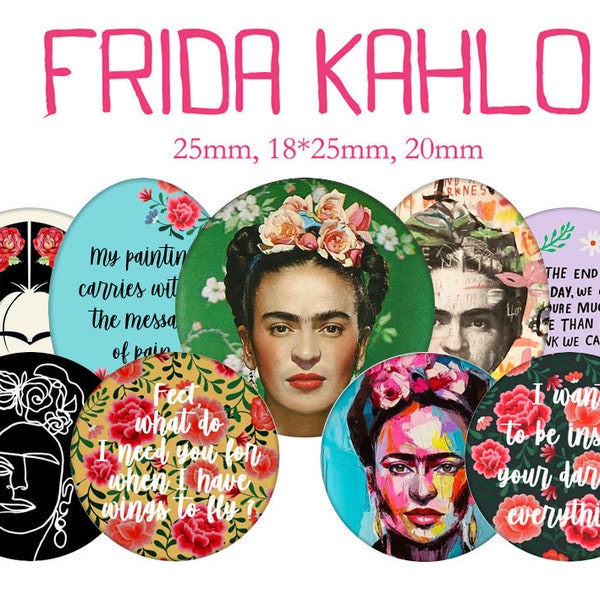 Planche d'images cabochons / digitales "Frida Kahlo " ronds et ovales