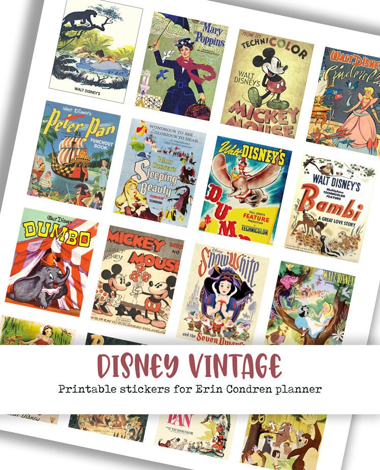 Printable Stickers "disney Quote, , Vintage" Erin Condren Life Planner ...
