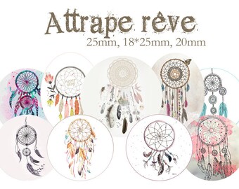 Cabochon / digitale Bildtafel "Traumfang" für runde und ovale Cabochons ENVOI MAIL