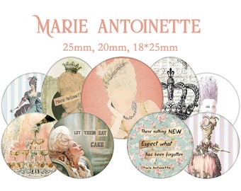 Images digitales cabochon "Marie Antoinette, reine, shabby, louis XVI, vintage, brioche" ronds et ovales ENVOI MAIL