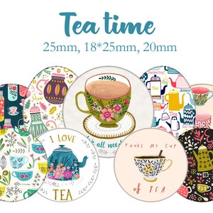 Printable Digital Collage Sheet images &quot;Tea time, english, tea, british, earl grey, cup of tea&quot;- Instant Download