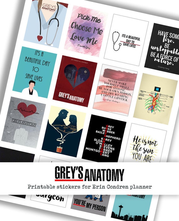 printable stickers grey s anatomy erin condren etsy