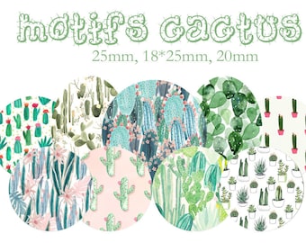 Printable Digital Collage Sheet images "Cactus, tropical, jungle, summer"- Instant Download