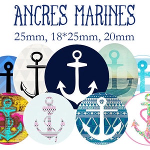 Printable Digital Collage Sheet images &quot;Anchor, ocean, boat, marine&quot;- Instant Download