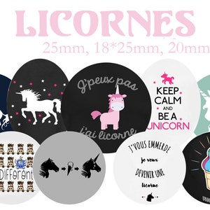 Printable Digital Collage Sheet images &quot;Unicorn&quot;- Instant Download