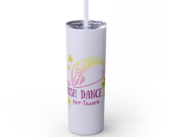 Vaso flaco de danza irlandesa con pajita, 20 oz