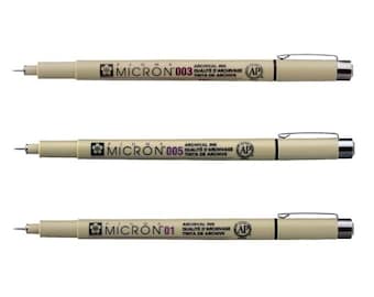 Sakura, Pigma Micron, Waterbased Pigment Fineliner, Black, 0.15mm / 0.2mm / 0.25mm