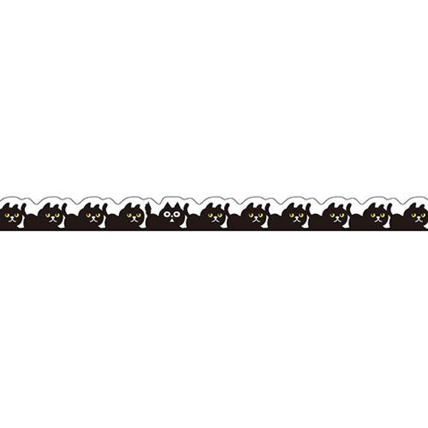 Masking Tape - Nami-Nami Deco Masking Tape, Black cat line (クロネコライン), 8mm x 8m