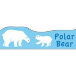 May include: A white polar bear and a white polar bear cub standing on a blue background with the text "Polar Bear" in white.