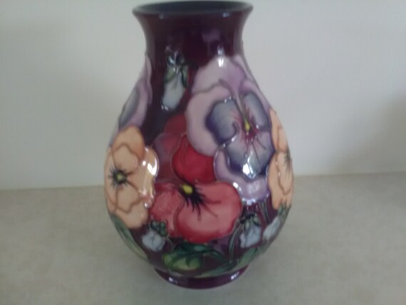Moorcroft Pansy Design Large Vase Moorcroft Vase Moorcroft Etsy