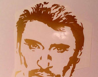 Sticker autocollant Johnny Hallyday doré