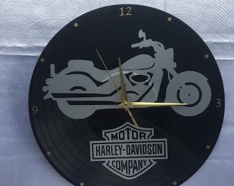 Horloge / pendule murale "harley davidson" sur vinyle