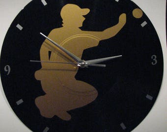 Horloge / pendule murale "Pétanque" sur disque vinyle