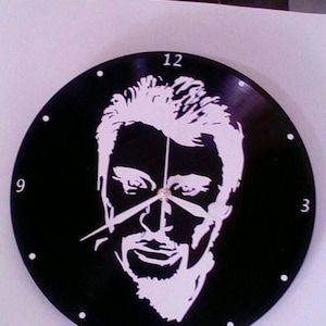 Clock / wall clock on vinyl record: Johnny Hallyday