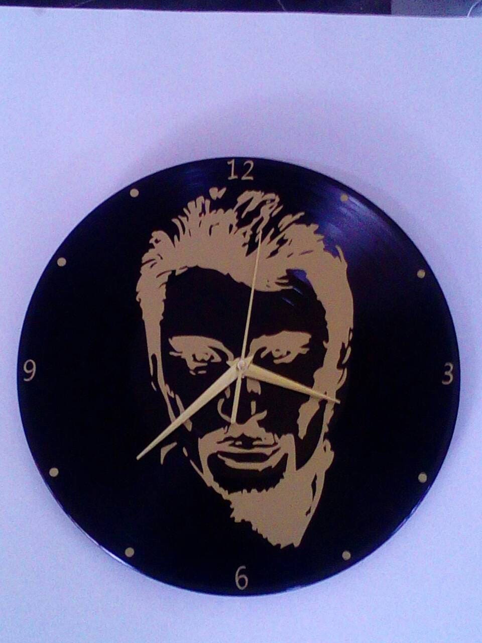 Horloge/Pendule Murale sur Disque Vinyle Johnny Hallyday