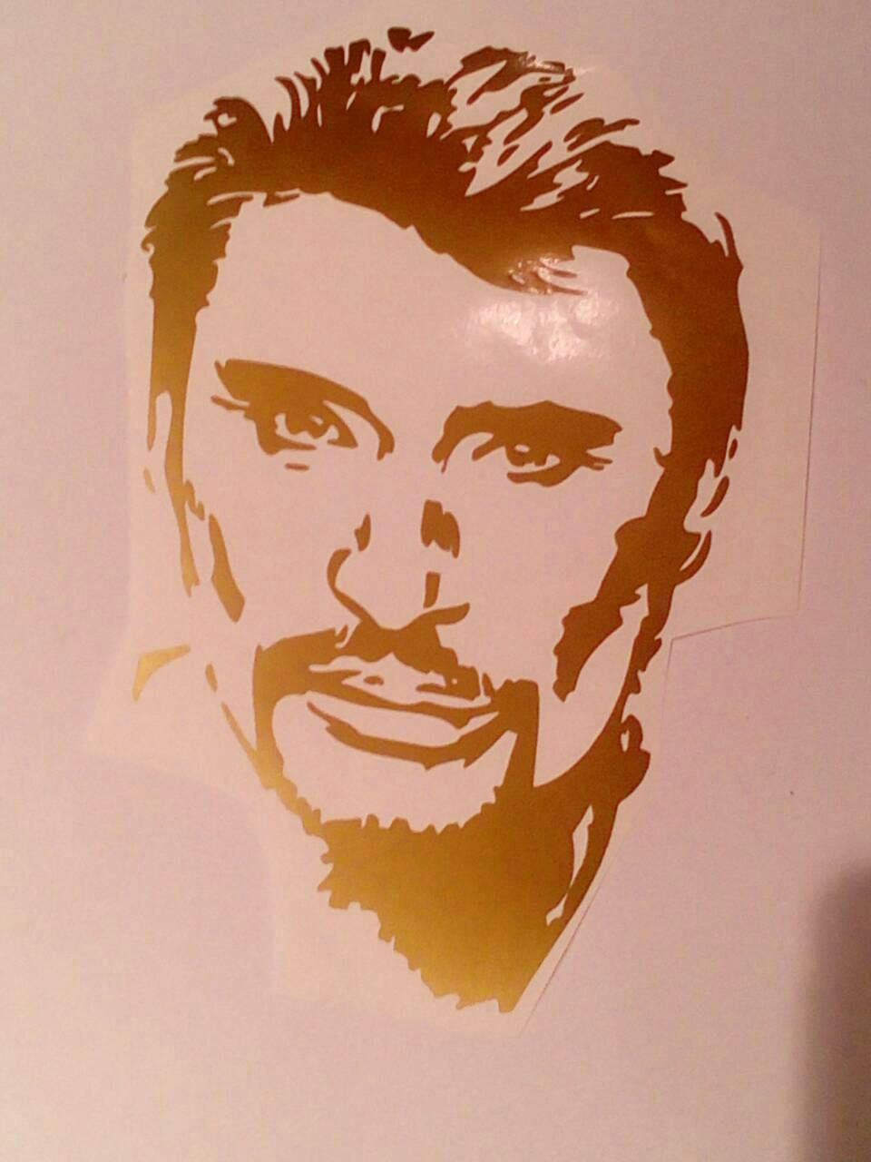 sticker Autocollant Johnny Hallyday Doré