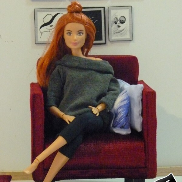 PDF- Sofa Armchair 1: 6 Scale - Doll 12 inches- Doll Furniture Tutorial- Barbie Momoko Blythe- DIY with MDF-Balsa Wood-Foam Board-Plywood