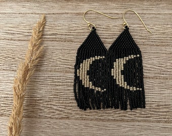 The LUNA // black beaded earrings