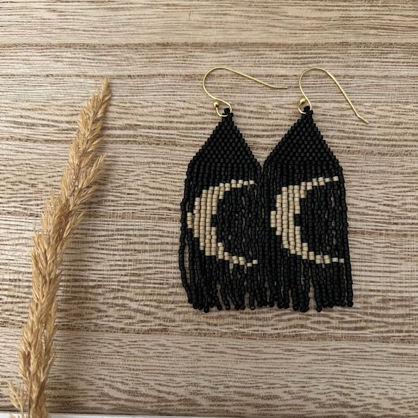 The LUNA // black beaded earrings