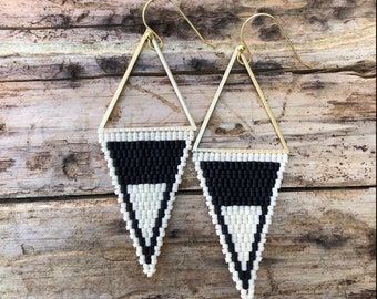 The OZETTE // black and white beaded earrings