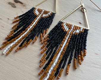 NOVA | beaded triangle fringe earrings