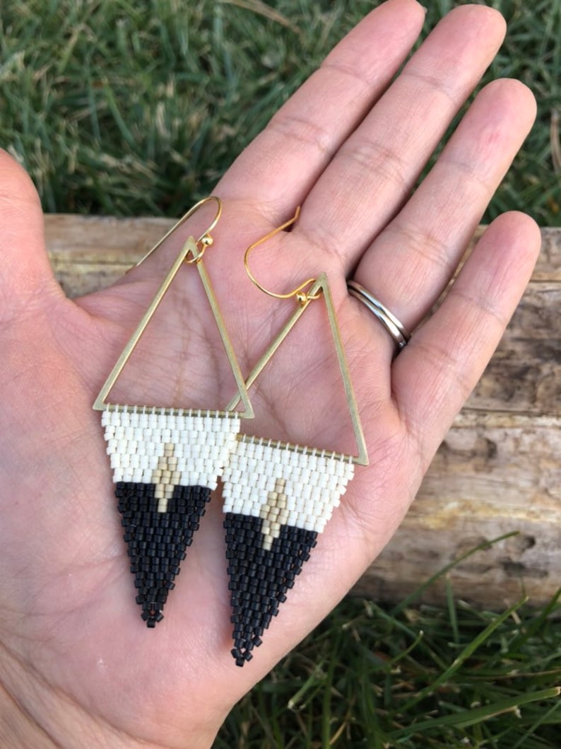 THE OSAGE // beaded earrings beaded fringe earrings Native American earrings tribal earrings seed bead jewelry image 5