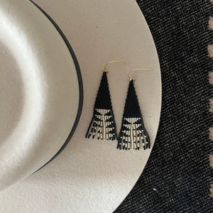 The ZEPHYR // black beaded fringe seedbead earrings
